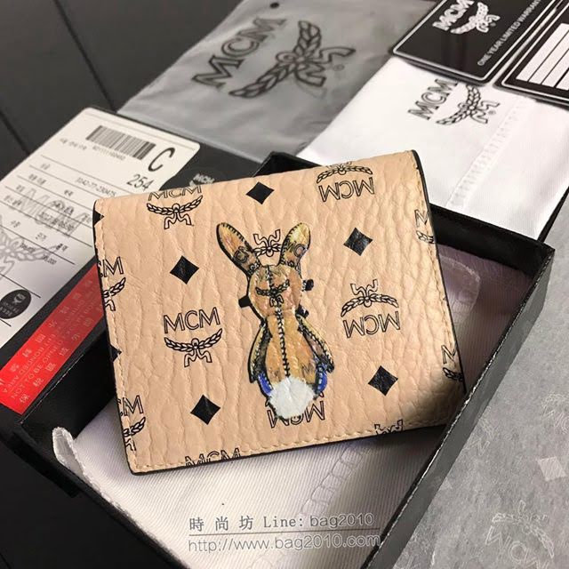 MCM錢包 原單 8014 兔子款兩折錢包 3D絲印圖案 MCM女短錢包 MCM零錢包  mdmc1333